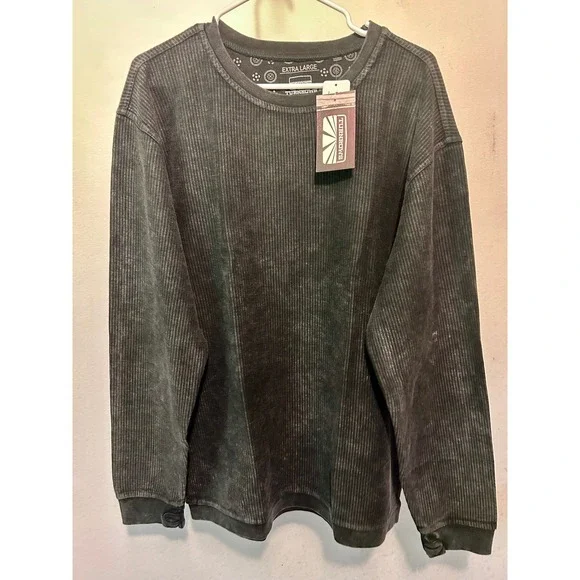 Turnrows Mens Comfy Cord Pullover Sweatshirt Black XL TRW62320SLD New
