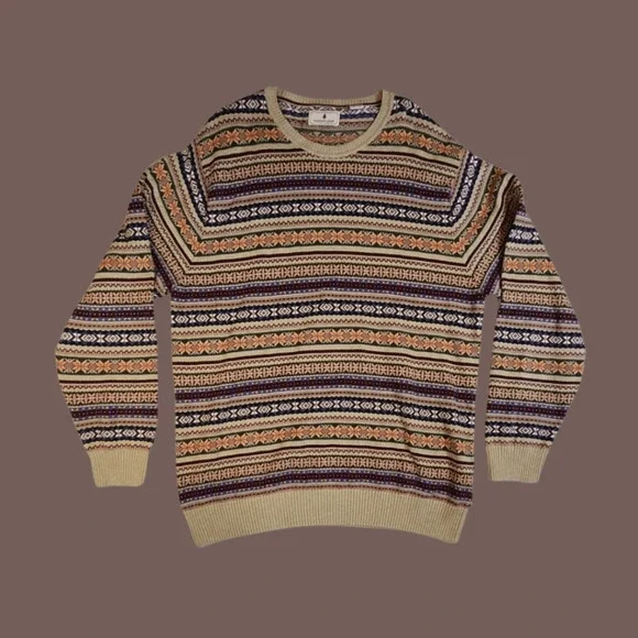 Southern Pines Fair Isle Sweater | Tan Multicolor | Size XL | Vintage