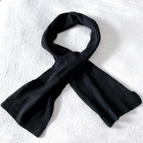 Gap Black Wool Blend Ribbed Scarf