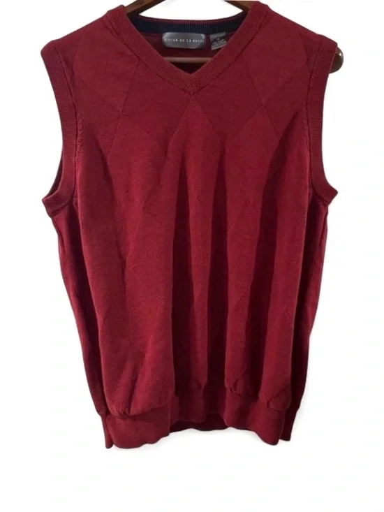 VTG Y2K Oscar de la Renta Red Sweater Vest Size Men’s Medium