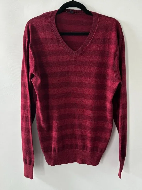 Gap Men's Medium Red Striped Crewneck Sweater 100% Cotton