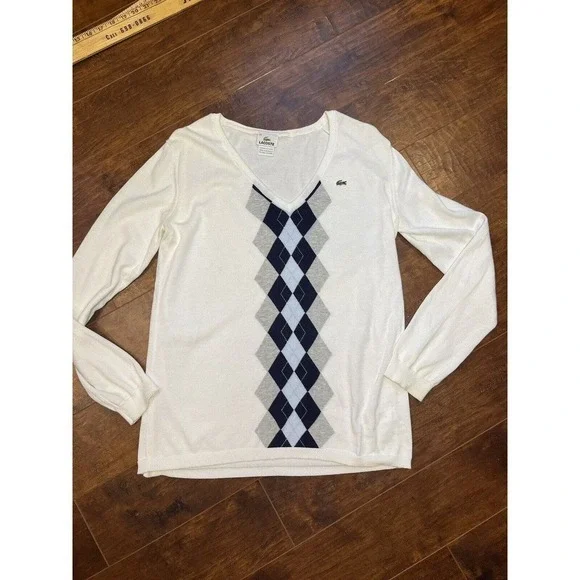 Lactose Mens Size 44 white pattern sweater Read Below