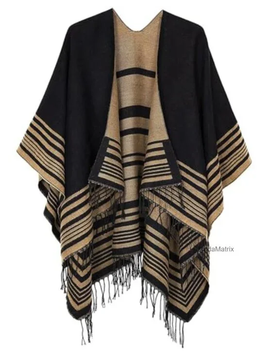 Open Front Poncho Cape Cardigan Shawl - Acrylic Blend Wrap