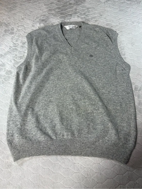Sabri Özel Men’s XL Super Fine Geelong Lambswool Sweater Vest Gray