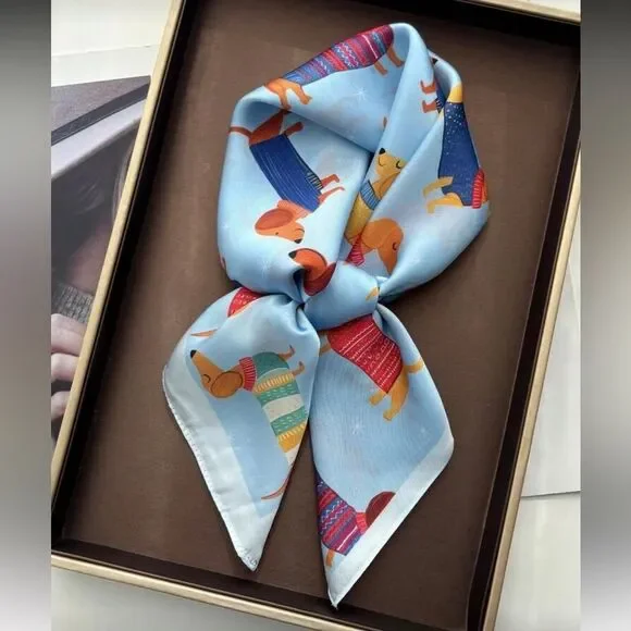 Light Blue Dachshund Scarf N1348