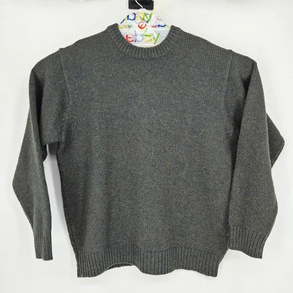 L.L. Bean Sweater Mens XL Green Lambs Wool Crew Neck Long Sleeve Chunky Knit