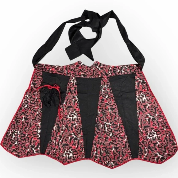 Retro Red and Black animal print Women's half Apron Goth Boop‎ Sexy