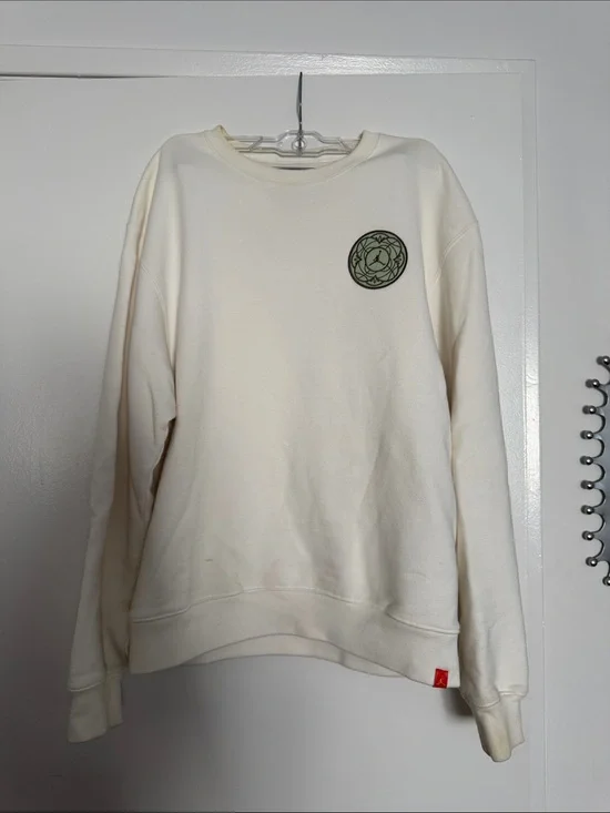 Jordan Lunar New Year Cream Crewneck Sweatshirt with Green Patch