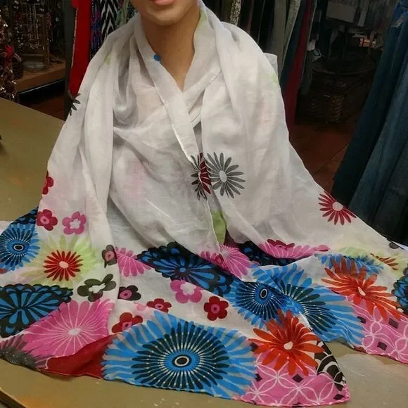 ‎Tickled pink long large scarf/ cover up/ sarong