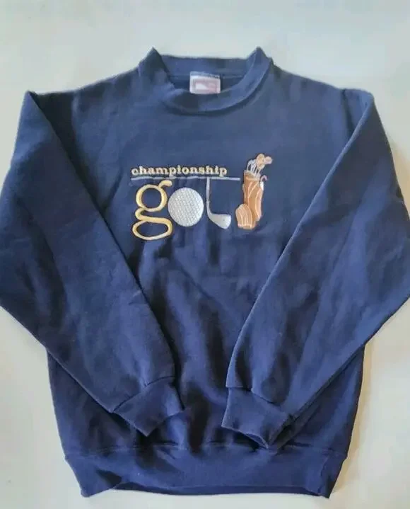 Vintage Championship Golf Sweater Mens Large Blue Pullover Long Sleeve Classic