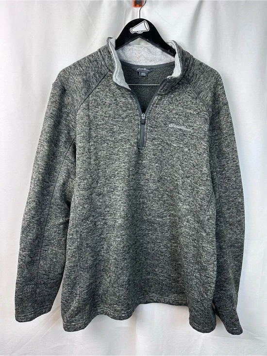 Eddie Bauer Men's Heather Charcoal Quarter-Zip Pullover