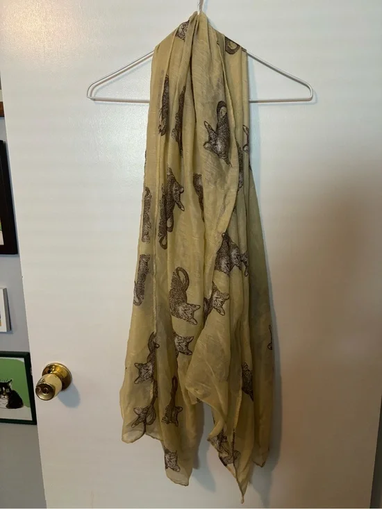 Vintage Retro Cat Lady Aesthetic Lightweight Cat Print Scarf
