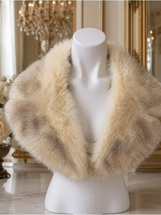 Vintage Genuine Coyote Fur Detachable Coat Collar Natural Winter Trim