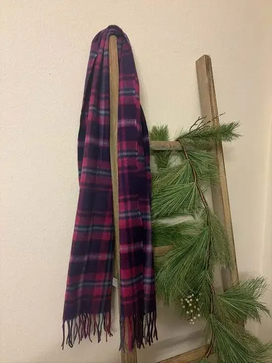 Lochmere 100% Cashmere Plaid Tartan Fringed Scarf