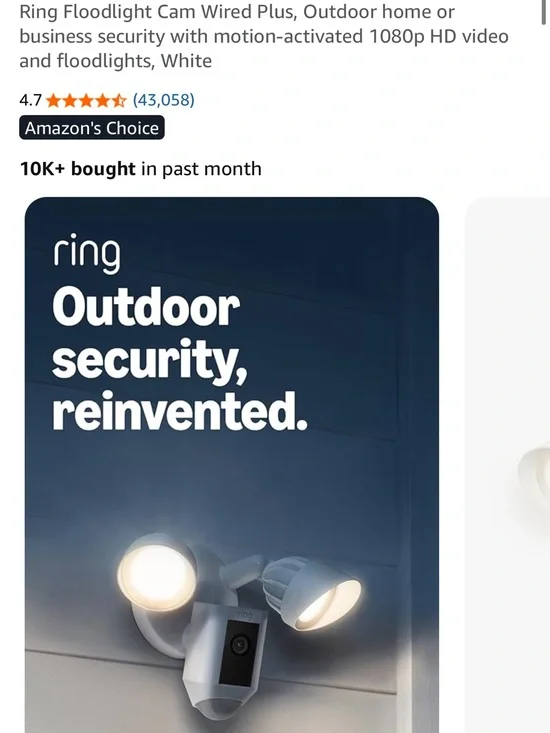 Ring Floodlight Camera in White with Bright LEDs