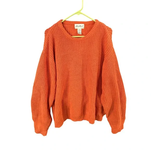 Eddie Bauer Vintage Orange Shaker Knit Cotton Sweater Mens Large Made Australia