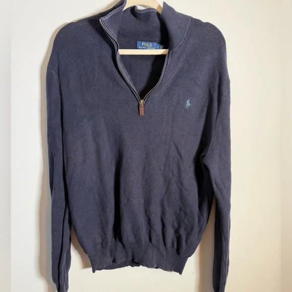 Polo Ralph Lauren Pima Cotton Quarter‎ Zip Sweater Preppy Golf Dadcore Size L