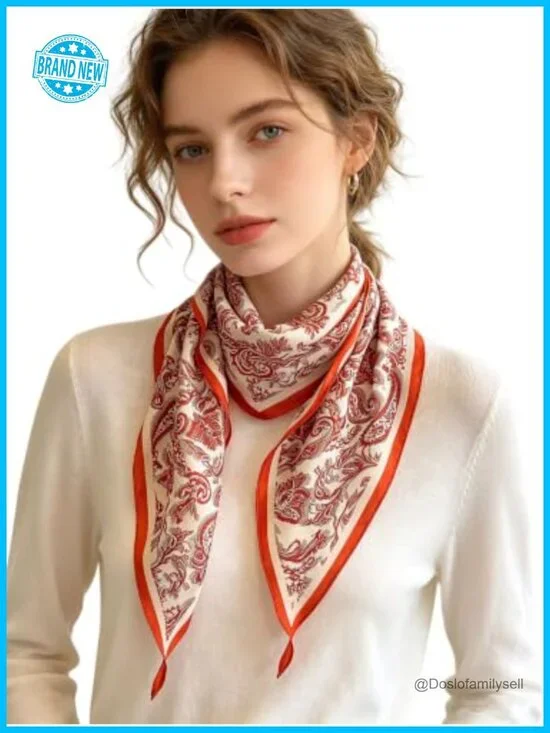 Silky Satin Lightweight Oblong Scarf 51x21 Paisley Fashion Scarf