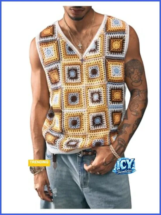 Boho Floral Crochet Sweater Vest Summer Streetwear Knit Top Going Out