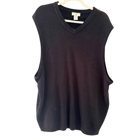 Dockers Mens XXL Black V-Neck Sweater Vest Acrylic‎ Knit Sleeveless Pullover