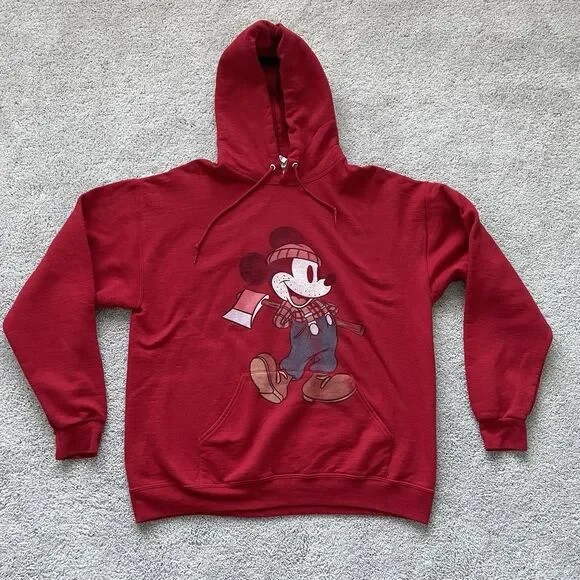 JERZEES DISNEY MICKEY MOUSE RED HOODIE SWEATSHIRT MEN's XL PREMIUM FLEECE