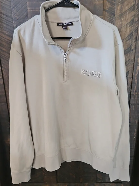Michael Kors XL Men’s Light Beige Half-Zip KORS Sweatshirt
