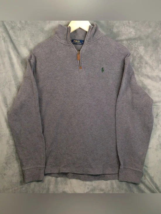 Ralph Lauren Men's Light Heather Gray Quarter-Zip Sweater