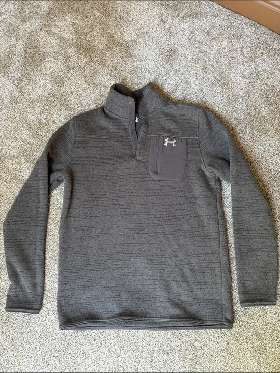 Under Armour Dark Green/Olive Quarter Snap Pullover with Chest Pocket