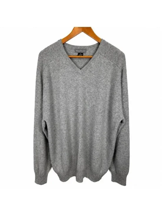 Daniel Cremieux 100% Cashmere Sweater Mens Large Gray Preppy Old Money Classic