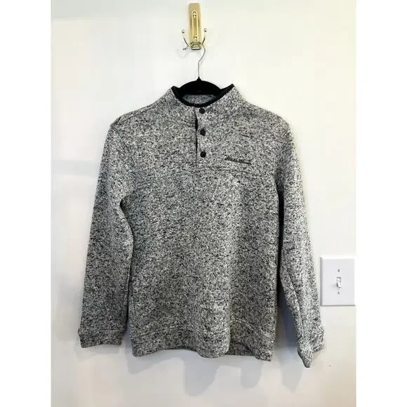Eddie Bauer Men’s Radiator Fleece Snap Mock Pullover Gray Marled Size Small