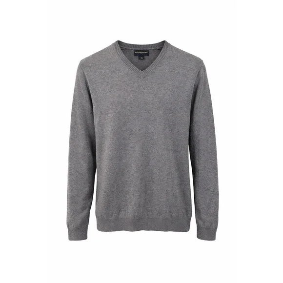 Banana Republic V Neck Sweater Gray 100% Cotton Classic Lightweight Large