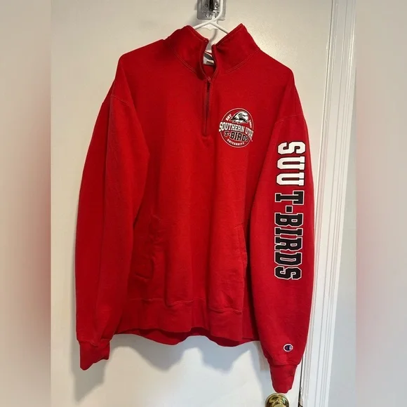 Vintage Y2K Red Champion 1/4 zip Sz:XL Southern Utah University (SUU) T-Birds.