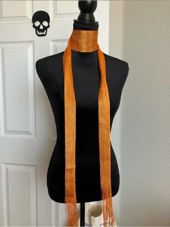 & Other Stories Metallic Orange Fringe Wrap Scarf