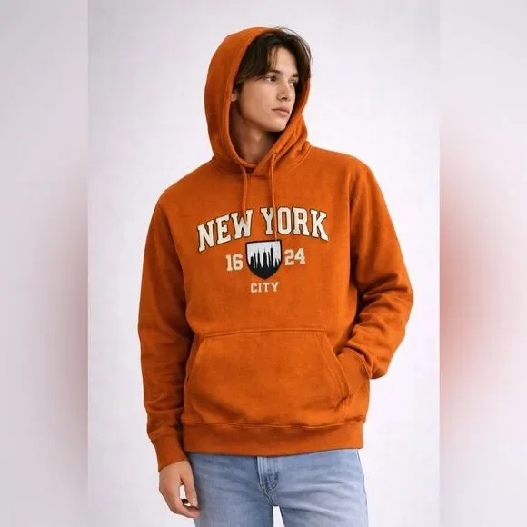 New York City Orange Pullover Hoodie unisex Sz Medium NWT