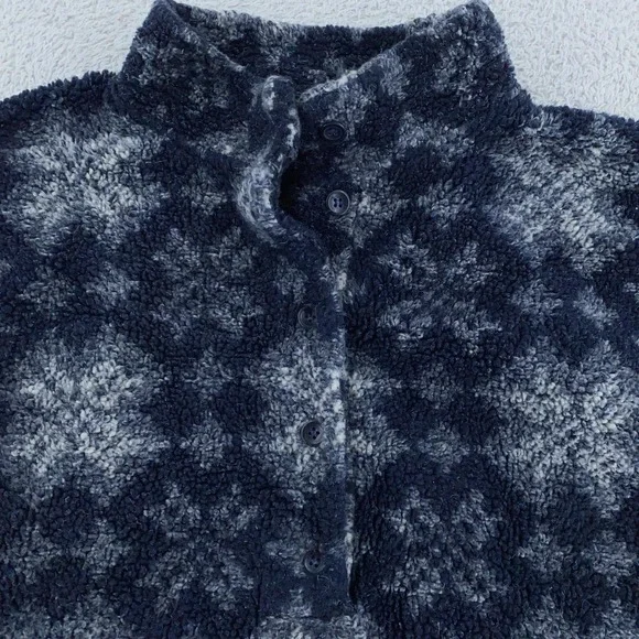 LL Bean Fleece Pullover Sweater Mens XL‎ Henley Button Up Aztec Made USA Warm