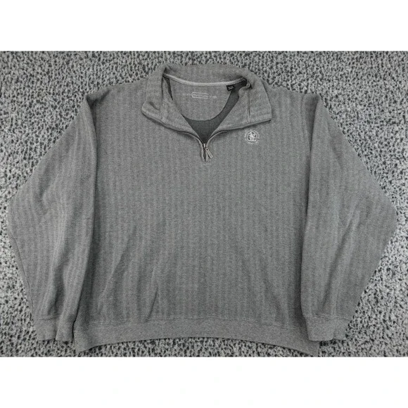 Carnoustie‎ Quarter-Zip Pullover Mens XL Gray Herringbone Golf Sweater
