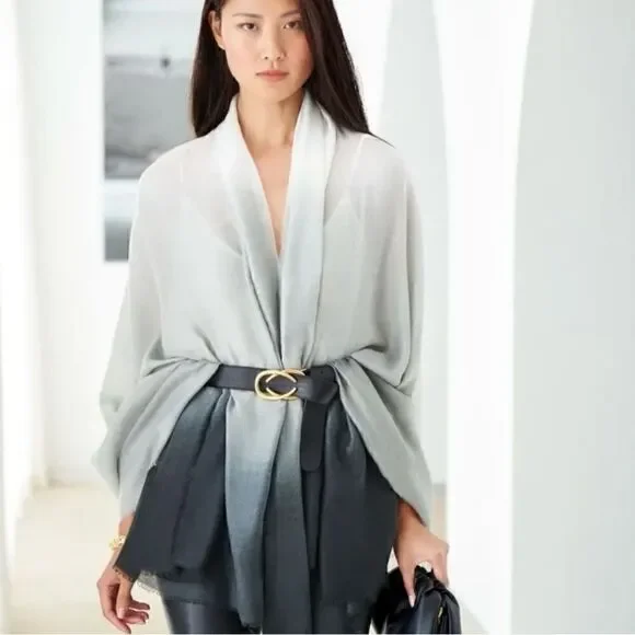 NWT-Cushnie One Size Grey Horizon Ombre Scarf Women's Rachel Zoe Curateur Box