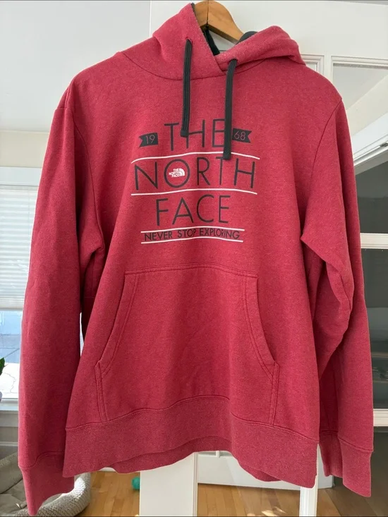The North Face Men's Red Crewneck Hoodie Sweatshirt