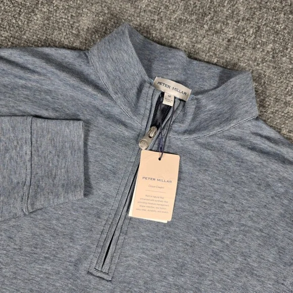 Peter Millar Crown Comfort Interlock 1/4 Zip Pullover Mens M Blue MF23K144 NWT