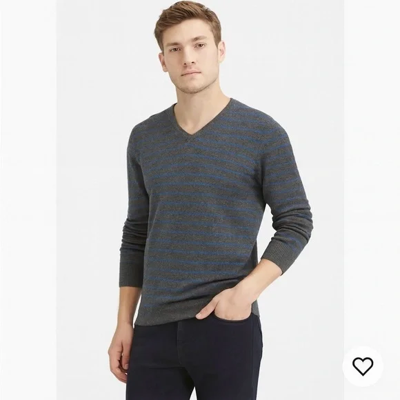 Banana Republic Blue and Gray Striped Sweater