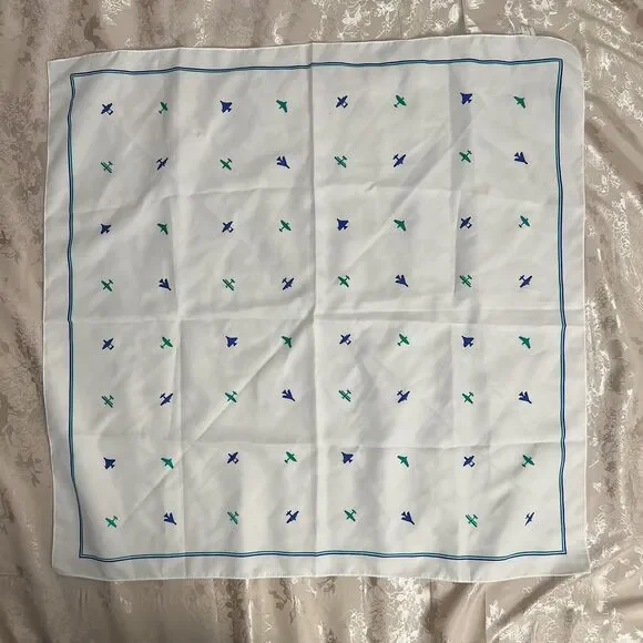 White Blue and Green Planes Square Scarf 26