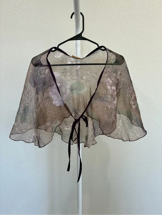 Mirella Dancewear Floral Mesh Cropped Shrug Caplet