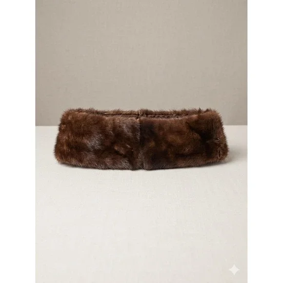 Vtg‎ Genuine Mink Fur Collar Mahogany Brown Detachable Wrap Scarf Trim Accessory