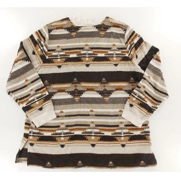 Blair Fleece Pullover Southwestern Aztec‎ Unisex XLG Brown