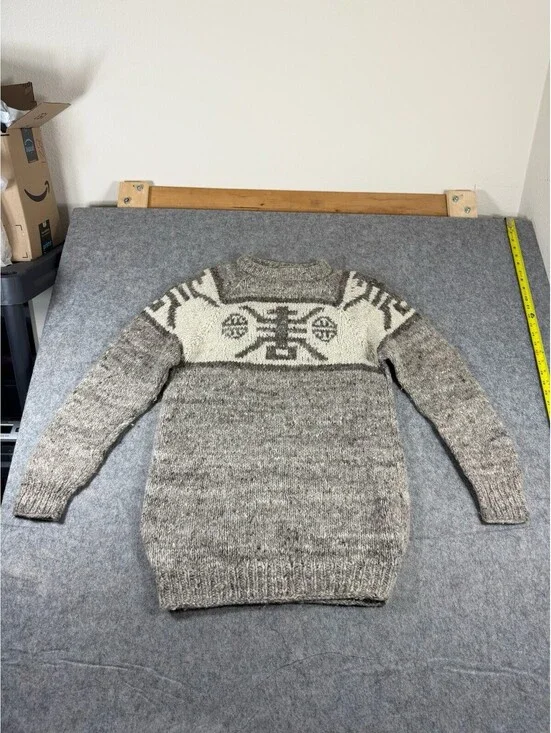 Vintage Cowichan Style Crewneck Wool Sweater Nepal Ecuadorian Size Large