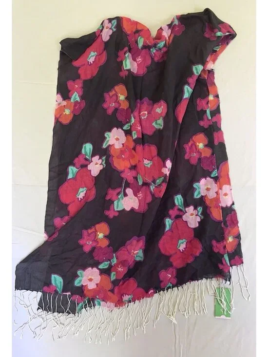 Lilly Pulitzer Murfee Scarf Wild Confetti Floral Silk Cashmere Blend Fringe NWT