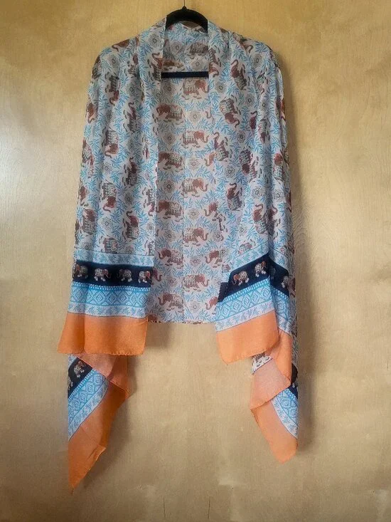 Joy Susan Lightweight Boho Elephant Print Scarf