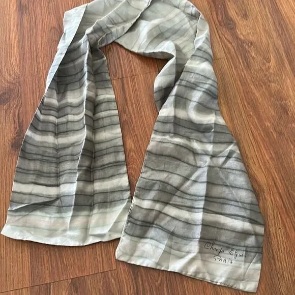 Champs Elysee Paris scarf Gray watercolor 100% silk