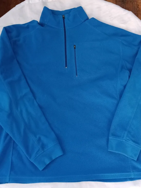 L.L. Bean Men's Large Blue Quarter-Zip Long Sleeve Fleece Pullover