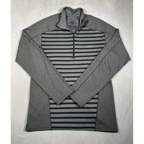 Patagonia Men's Small Gray Stripe Capilene 3 Midweight 1/2 Zip Pullover Polartec